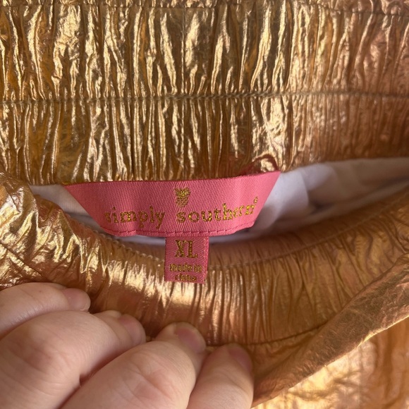 Simply Southern Women’s NWT Gold Metallic High Waisted 70s Style Retro Shorts XL - Picture 4 of 6